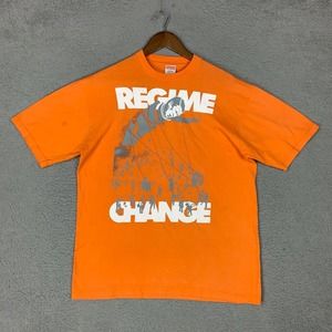 Supreme Shirt Mens Large Orange Regime Change Graphic T-Shirt Cotton USA